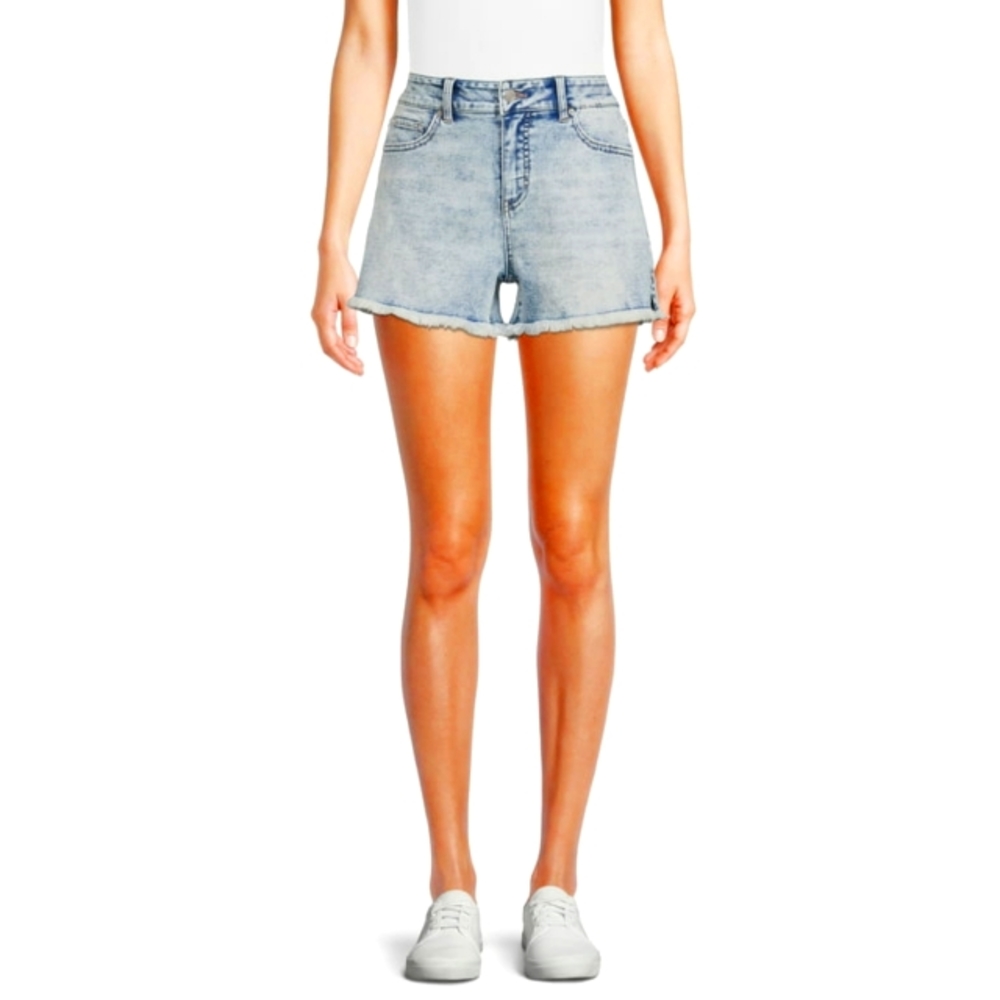Time and Tru White Wash Blue Jean Classic High Waist Cheeky Fray